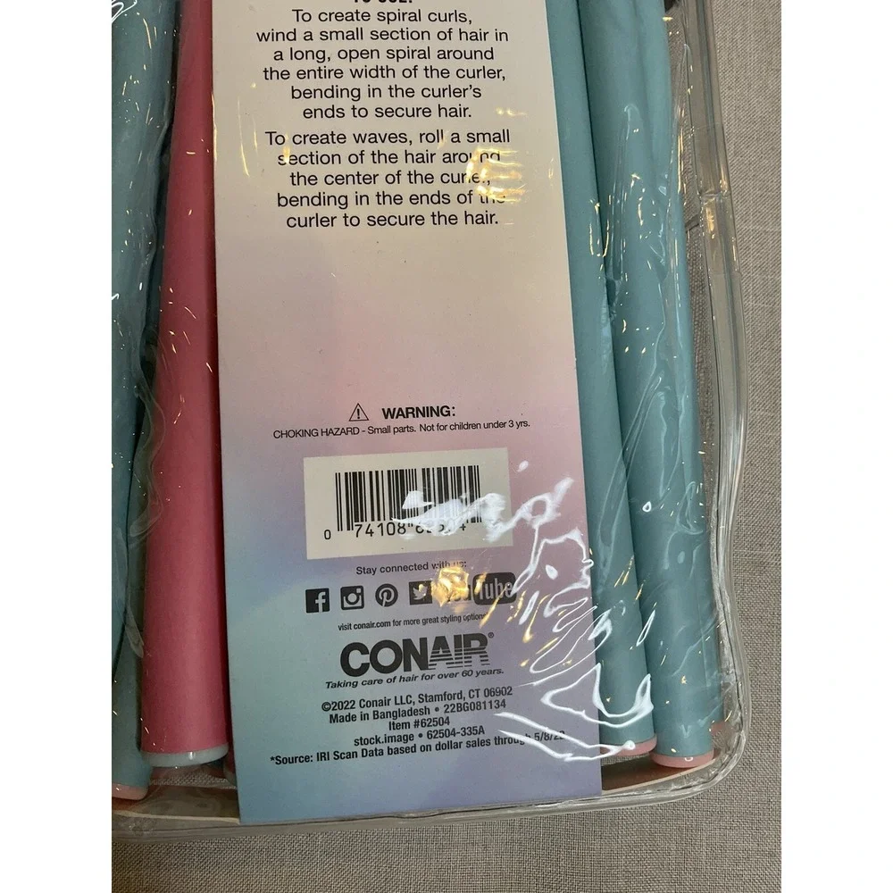 Conair Spiral Curls 18 Spiral Rollers Blue Pink‎